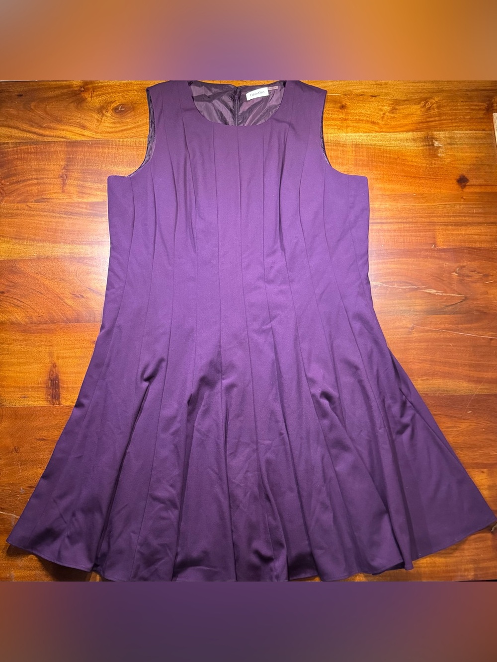 Calvin Klein Purple Fit Flare Dress Sleeveless Pleated Paneled Plus Size 22W